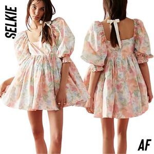 SELKIE BABYDOLL MINI BEACH DAY IN GRAPEFRUIT NWT MEDIUM PUFF DRESS
